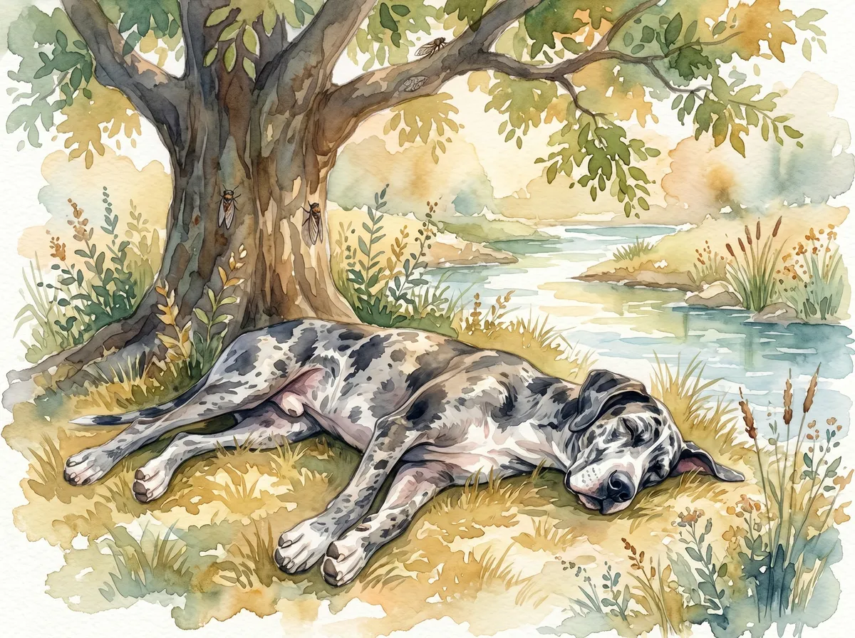 Great Dane watercolor calendar month 8